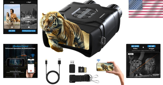 4K UHD Night Vision Goggles with 10X Zoom & 984ft Range - Ideal for Outdoors
