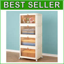Load image into Gallery viewer, Versatile Yellow Plastic Storage Boxes - 4 Stackable Bins with Magnetic Closure