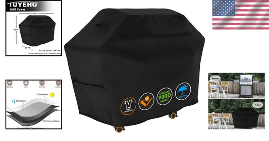 Ergonomic Heavy Duty BBQ Cover 65x30x46 - Secure Fit with Lifetime Warranty