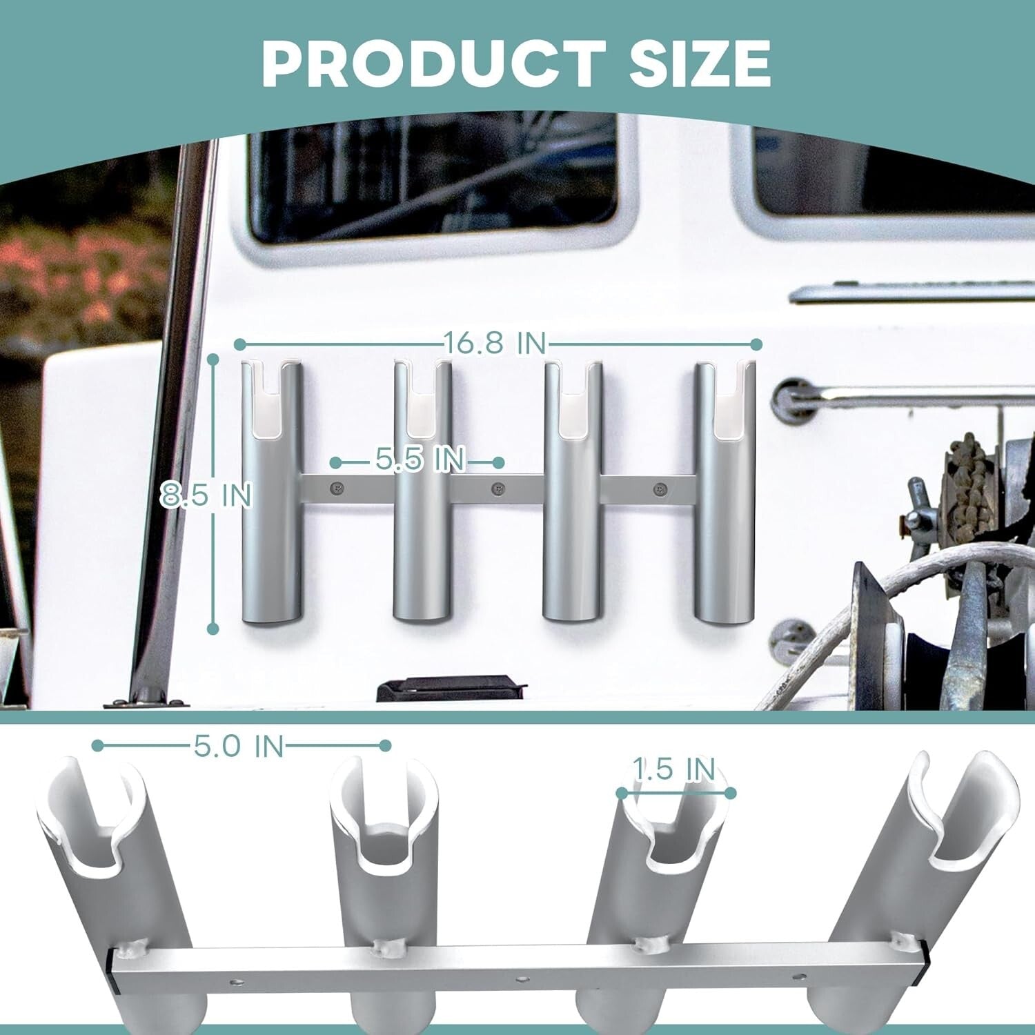 Premium Aluminum Fishing Rod Holder - 4 Rod Capacity with Scratch-Proof Lining