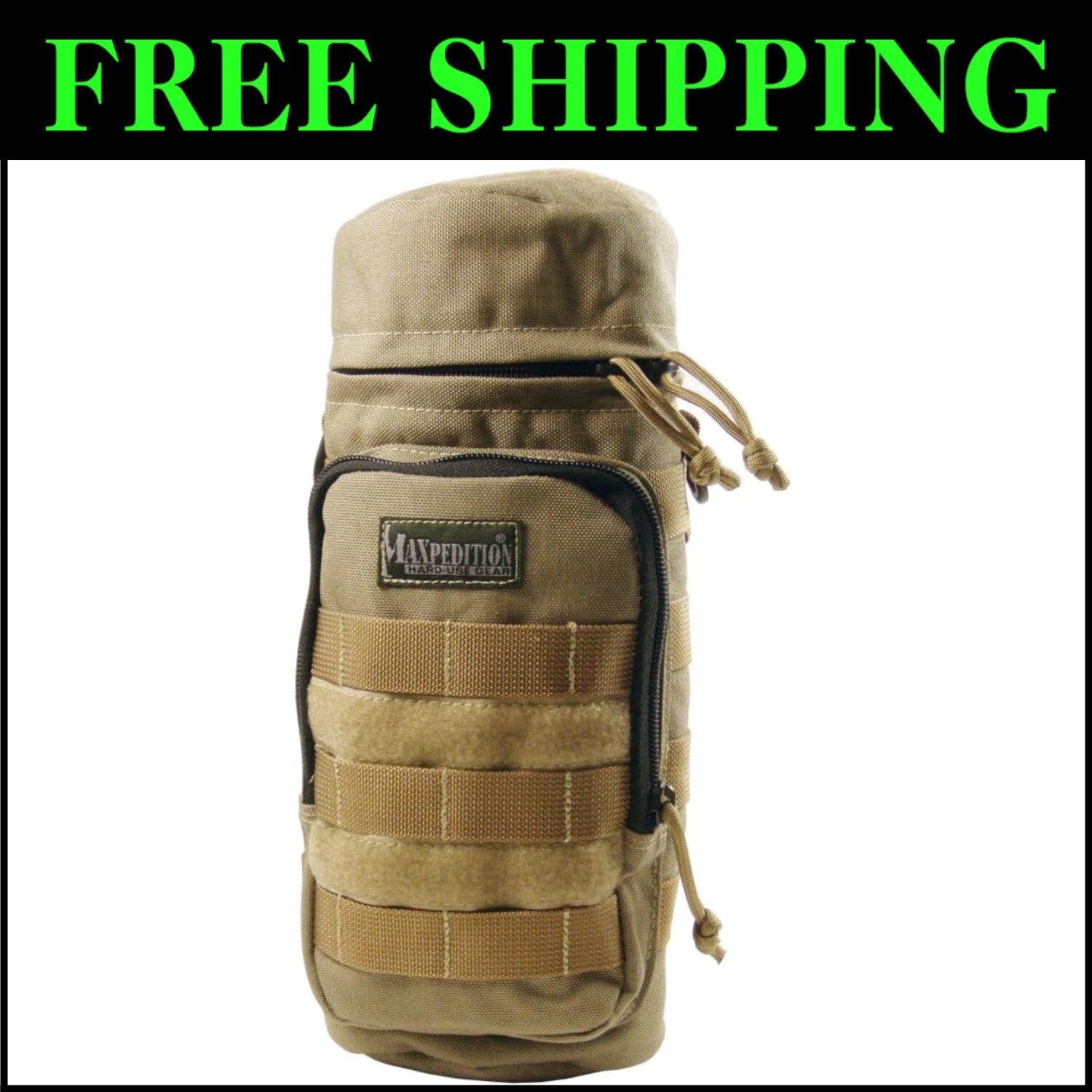 Lightweight Khaki Bottle Holder - 12" High for Hiking and Outdoor Adventures