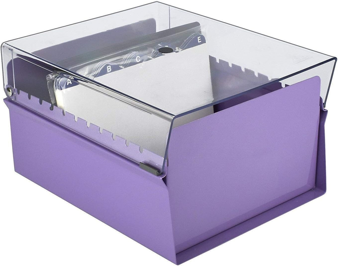 5x8 Heavy Duty Index Card Box - Purple with Crystal Lid for Organized Storage
