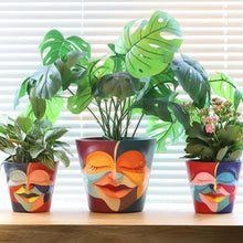 Load image into Gallery viewer, Unique 8-Inch Eclectic Rainbow Planter - Lightweight Resin with Drainage