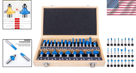1/2 Inch Router Bit Set - 24 Durable Pieces for Versatile Woodworking Projects