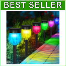 Load image into Gallery viewer, Modern Solar Outdoor Path Lights - Touch Control Color Changing LED Set