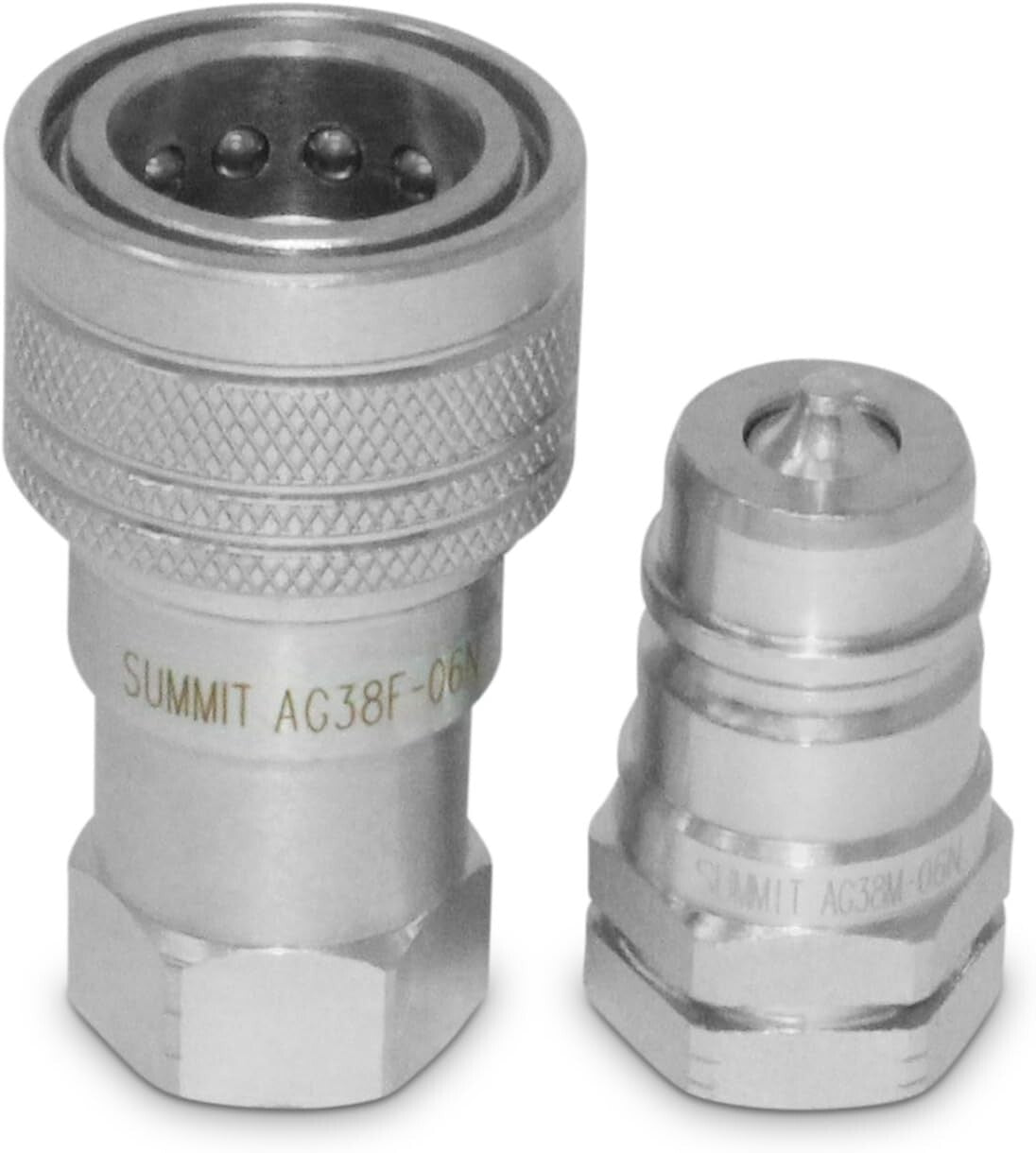 High-Performance 3/8” Hydraulic Couplers - Poppet Valve & Fast Connect, 2 Packs