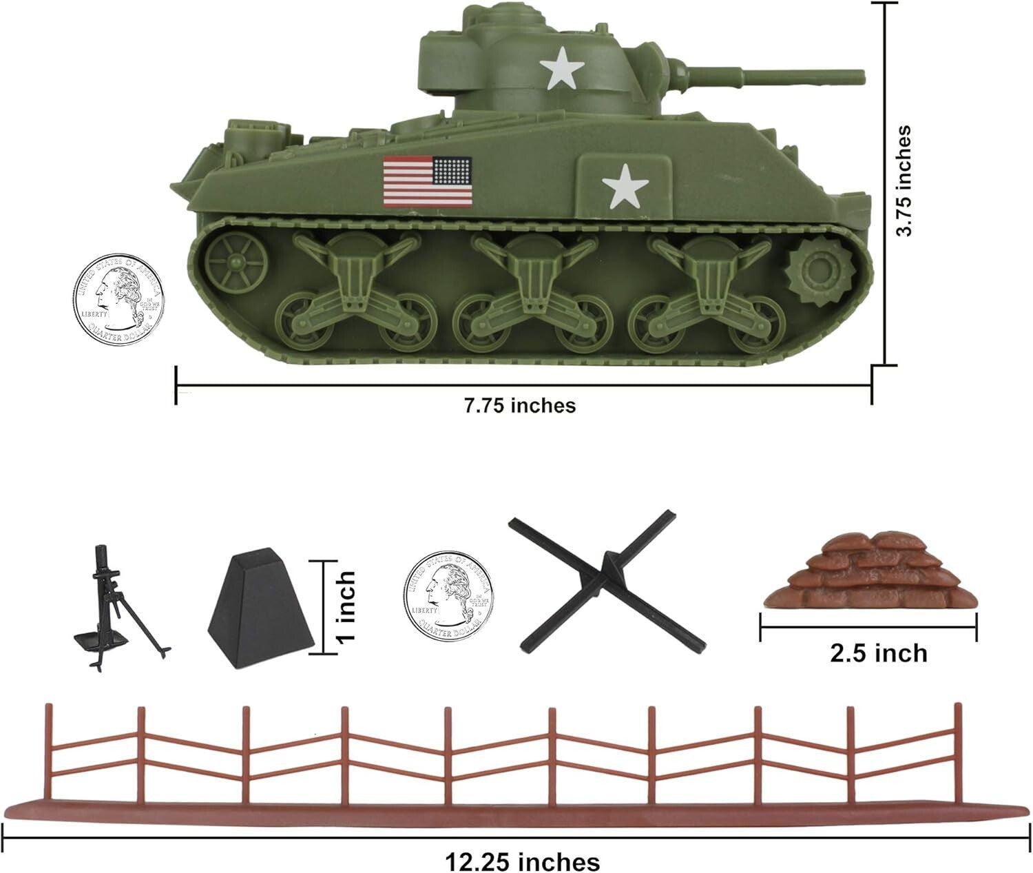 BMC WW2 D-Day Tank Battle Playset: 36pc Army Men & Tanks for Epic Adventures