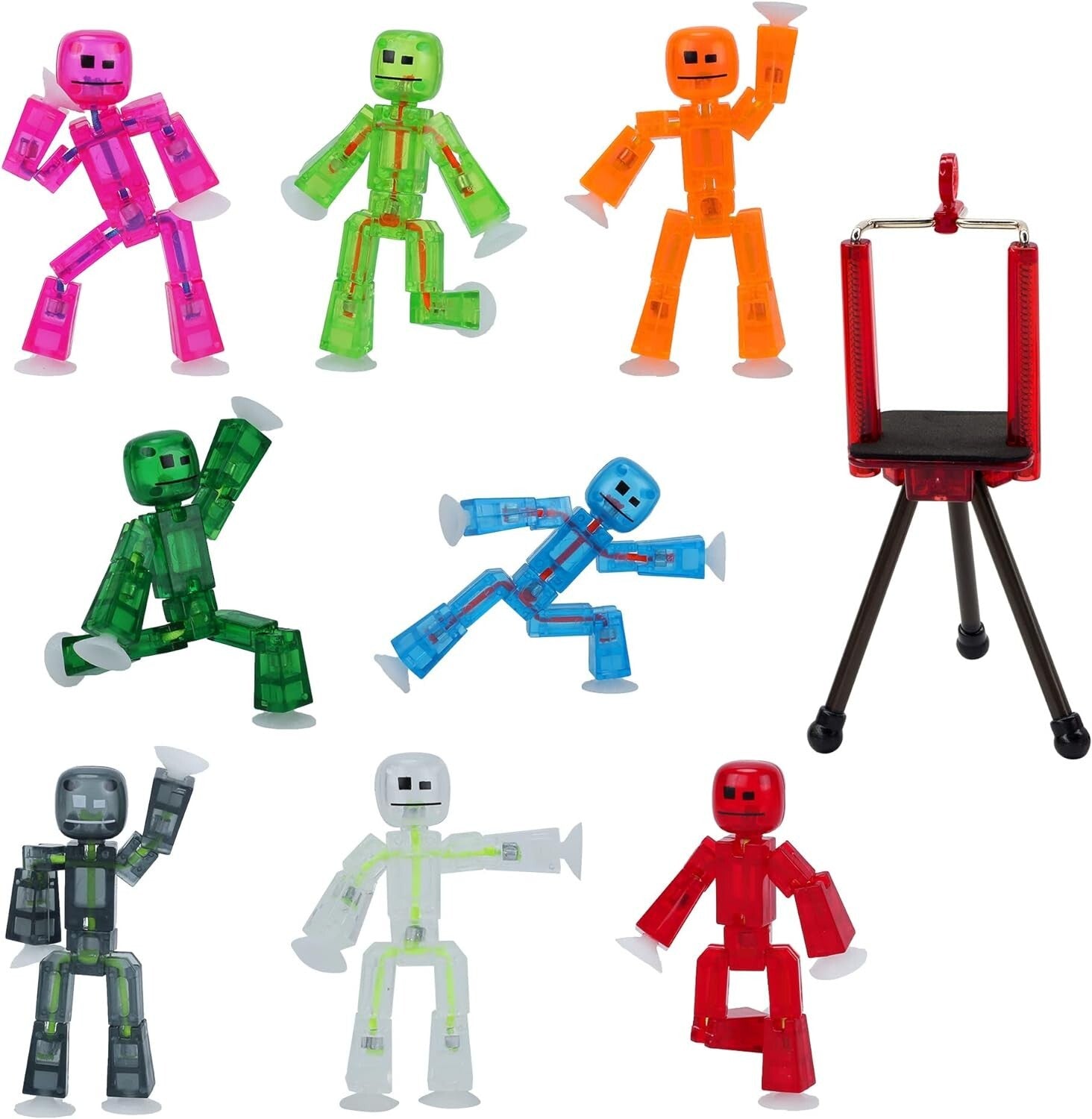 Educational 8-Piece Action Figures Set & Tripod - Ideal for Kids’ Animation