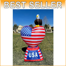 Load image into Gallery viewer, Colorful Independence Day Inflatable Love Heart with Eagle &amp; Bright LED Lights