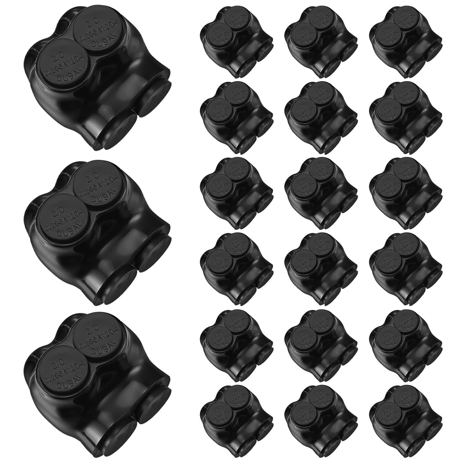 Black Insulated Multi Cable Connectors - Pre-Filled Splice Terminals for Wiring