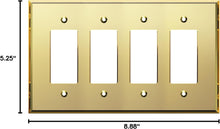 Load image into Gallery viewer, Gold Oversized Reflective Acrylic Decorator Wall Plate – 4-Gang 5.25" x 8.88"