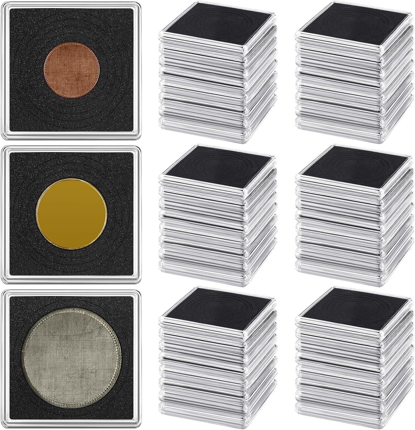 Durable 150 Pcs Coin Holder Set - 2 x 2 Inch Acrylic Storage for Coin Collectors