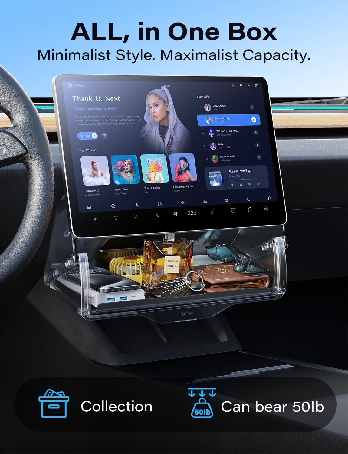 Custom Under-Screen Storage for Model Y & Model 3 - Hidden Organizer 2016-2024