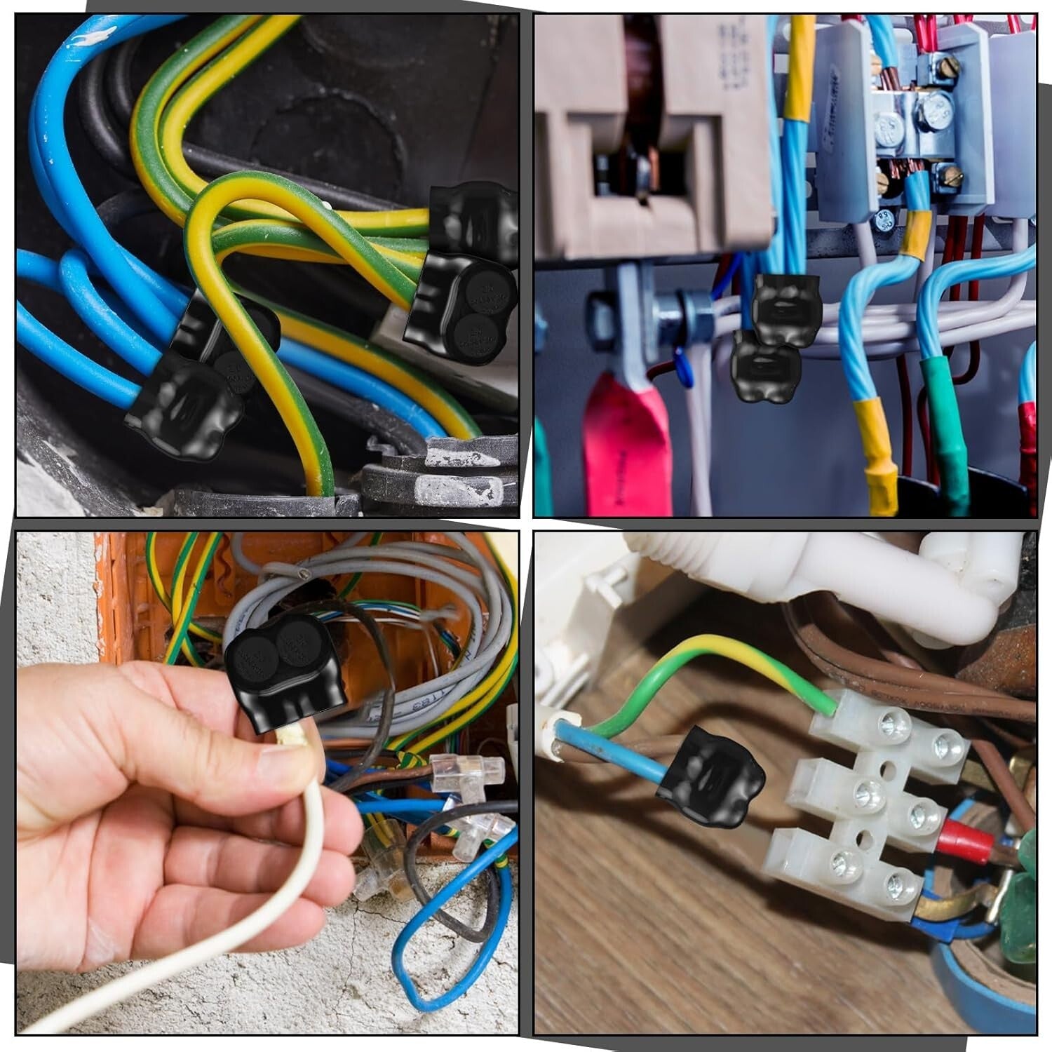 Black Insulated Multi Cable Connectors - Pre-Filled Splice Terminals for Wiring