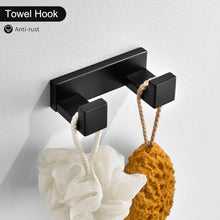 Load image into Gallery viewer, Chic 4-Piece Bathroom Towel Bar Set in Matte Black – Easy Screw-In Installation