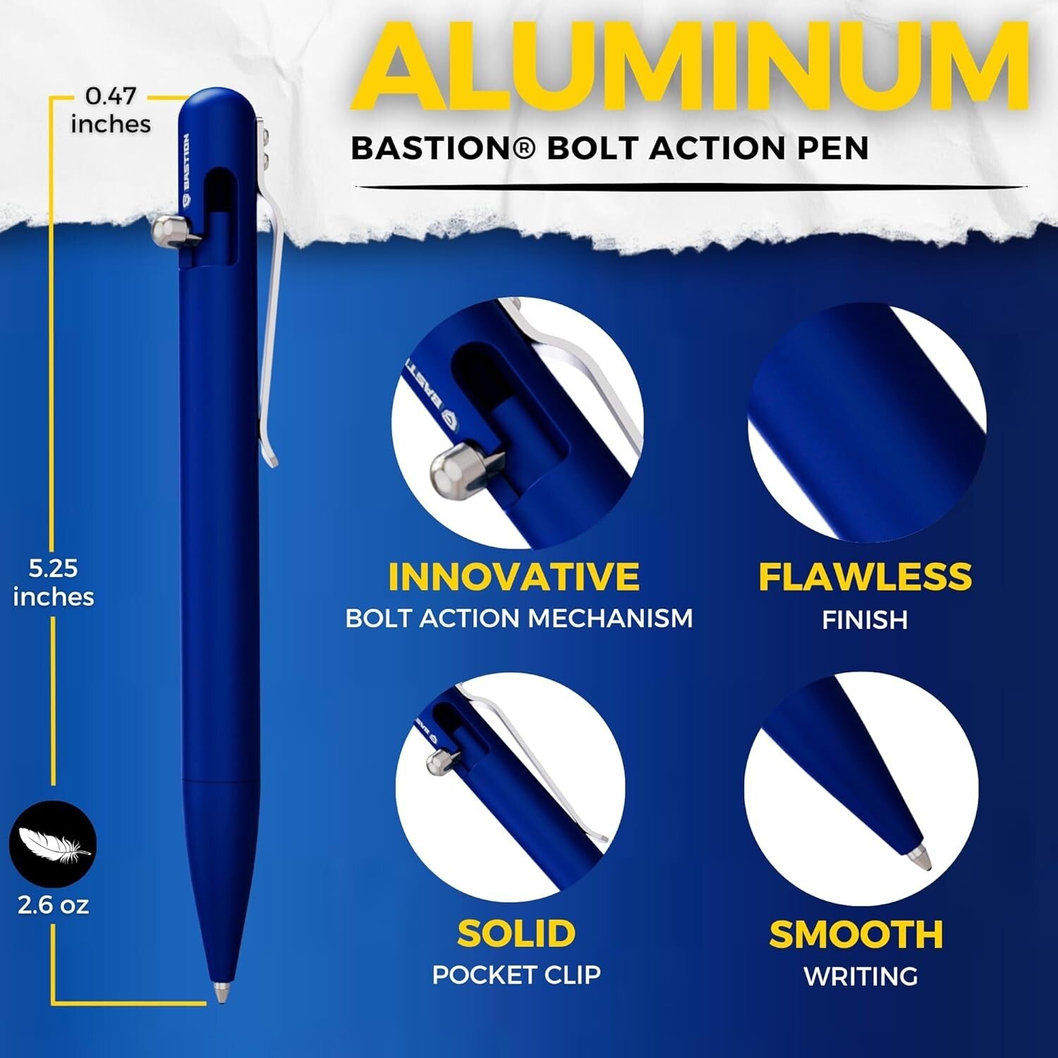 Luxury Bolt Action Pen - Durable EDC Ballpoint with Fine Tip for Professionals