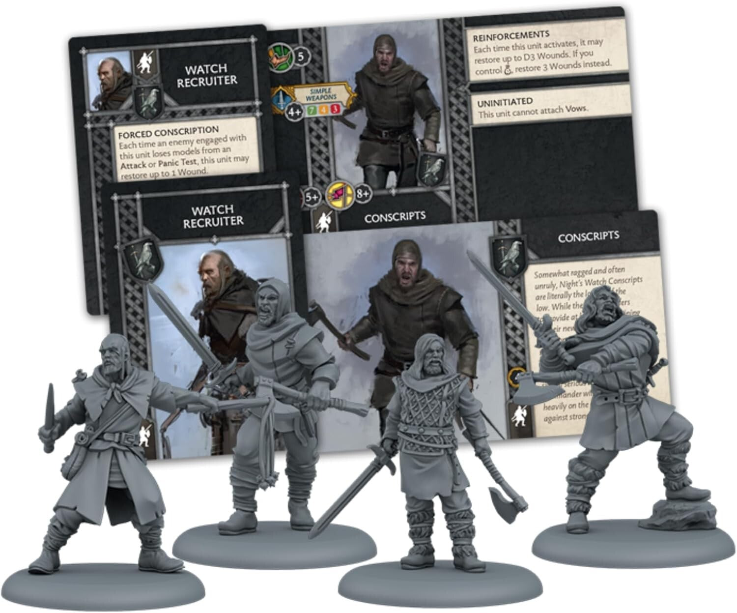 Night's Watch Conscripts Miniatures - Versatile Troop Options for Strategy Games