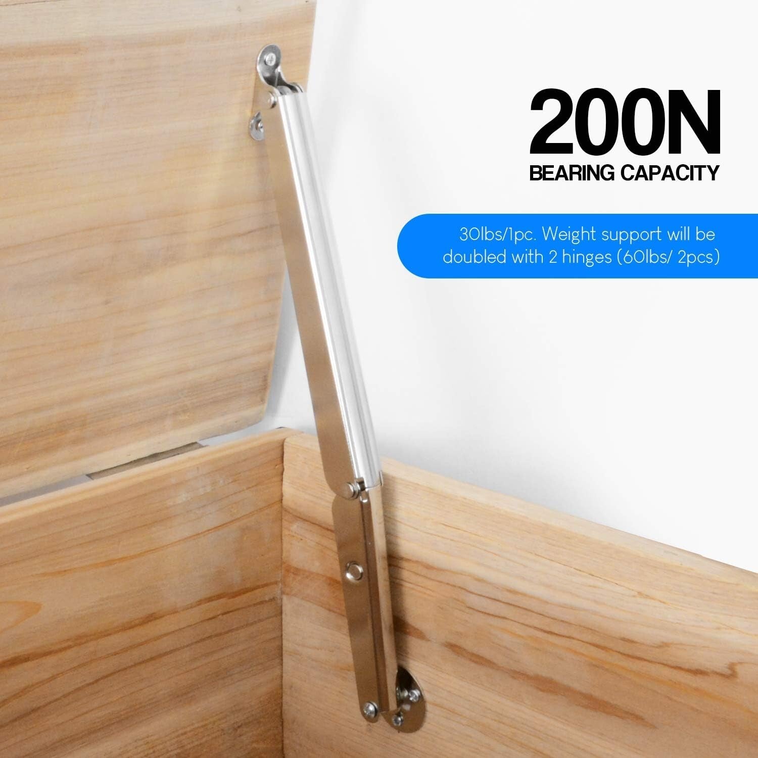 200N Safety Gas Struts for Smooth Lid Closing - Perfect for Toy Boxes and Chests