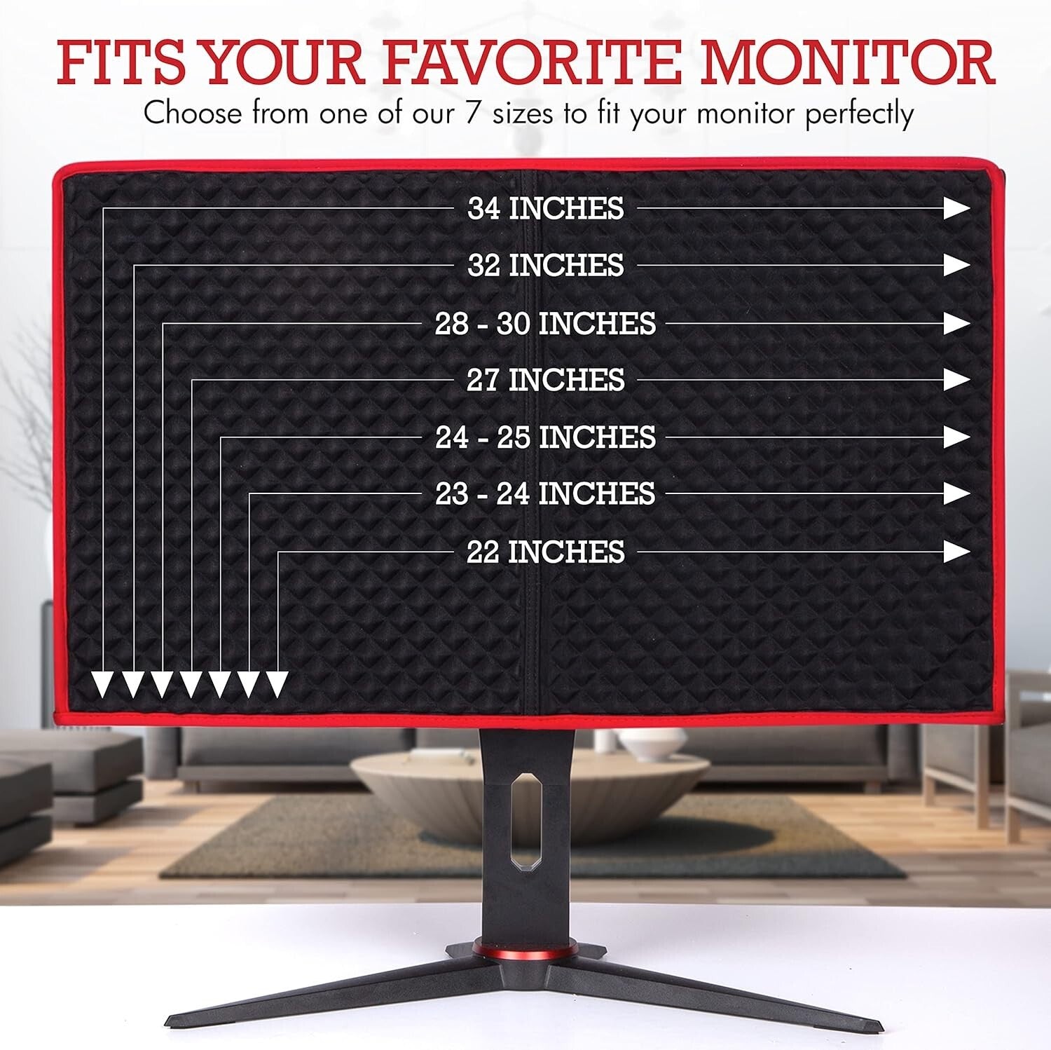 Stylish Red & Black 27-Inch Monitor Cover - Ultimate Protection for Gamers