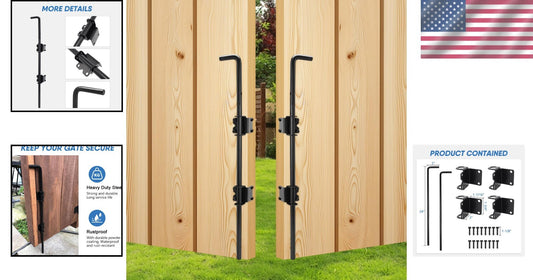 Black 24-Inch Heavy Duty Cane Bolt Set - Ideal for Secure Gate Reinforcement