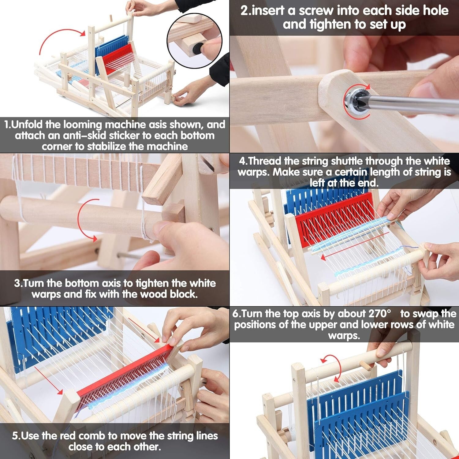 Foldable Craft Weaving Loom - Hand-Knitting Toy for Skill Development in Kids