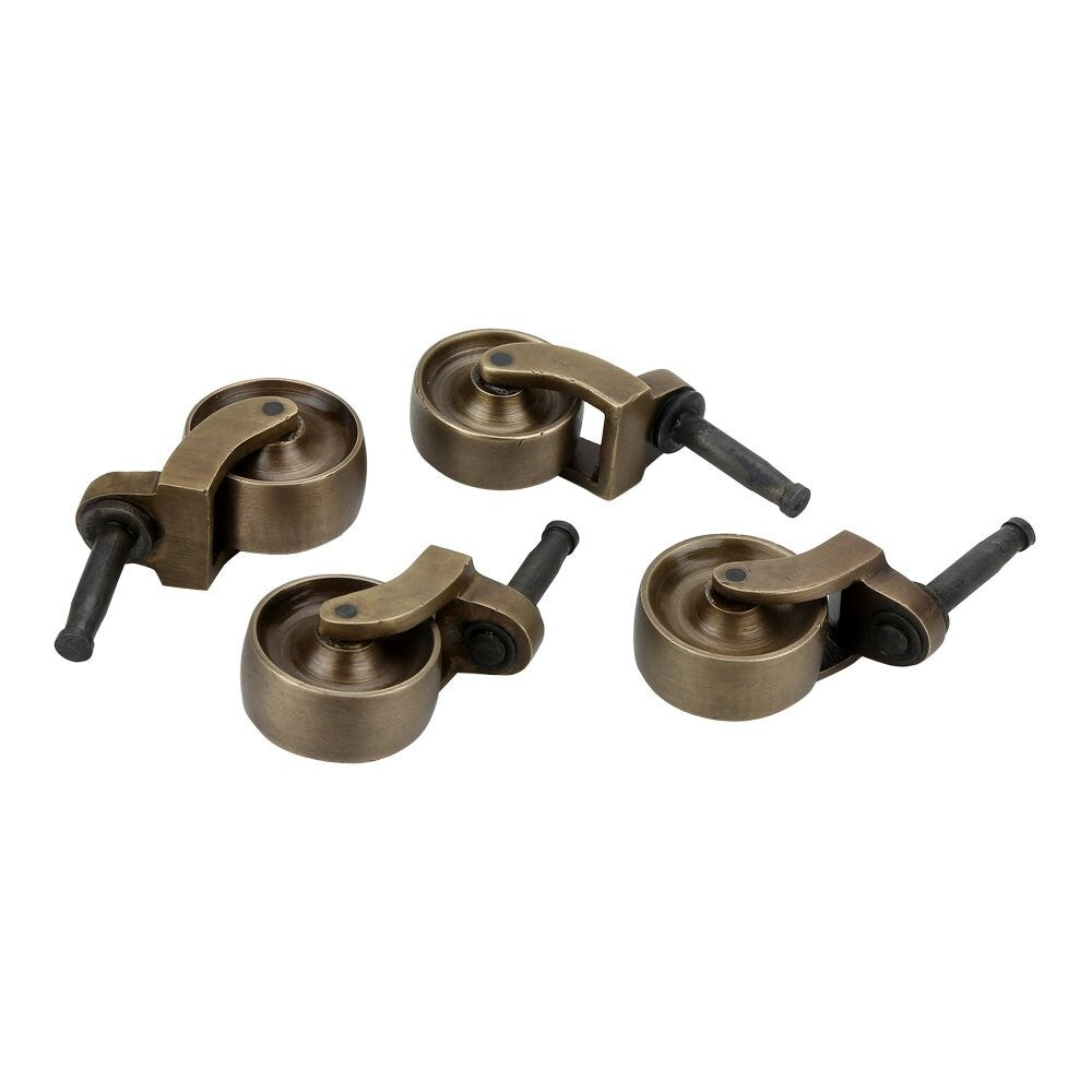 Antique Brass Caster Wheels - 4-Pack Heavy Duty Swivel Casters for Furniture