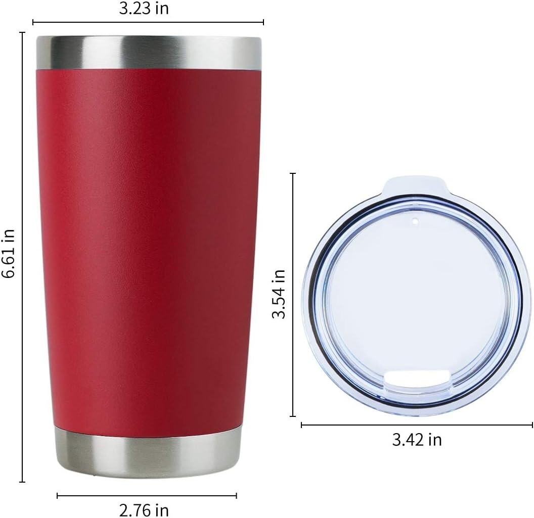 Durable Powder Coated Stainless Steel Tumblers - 20oz, Ideal for Travel