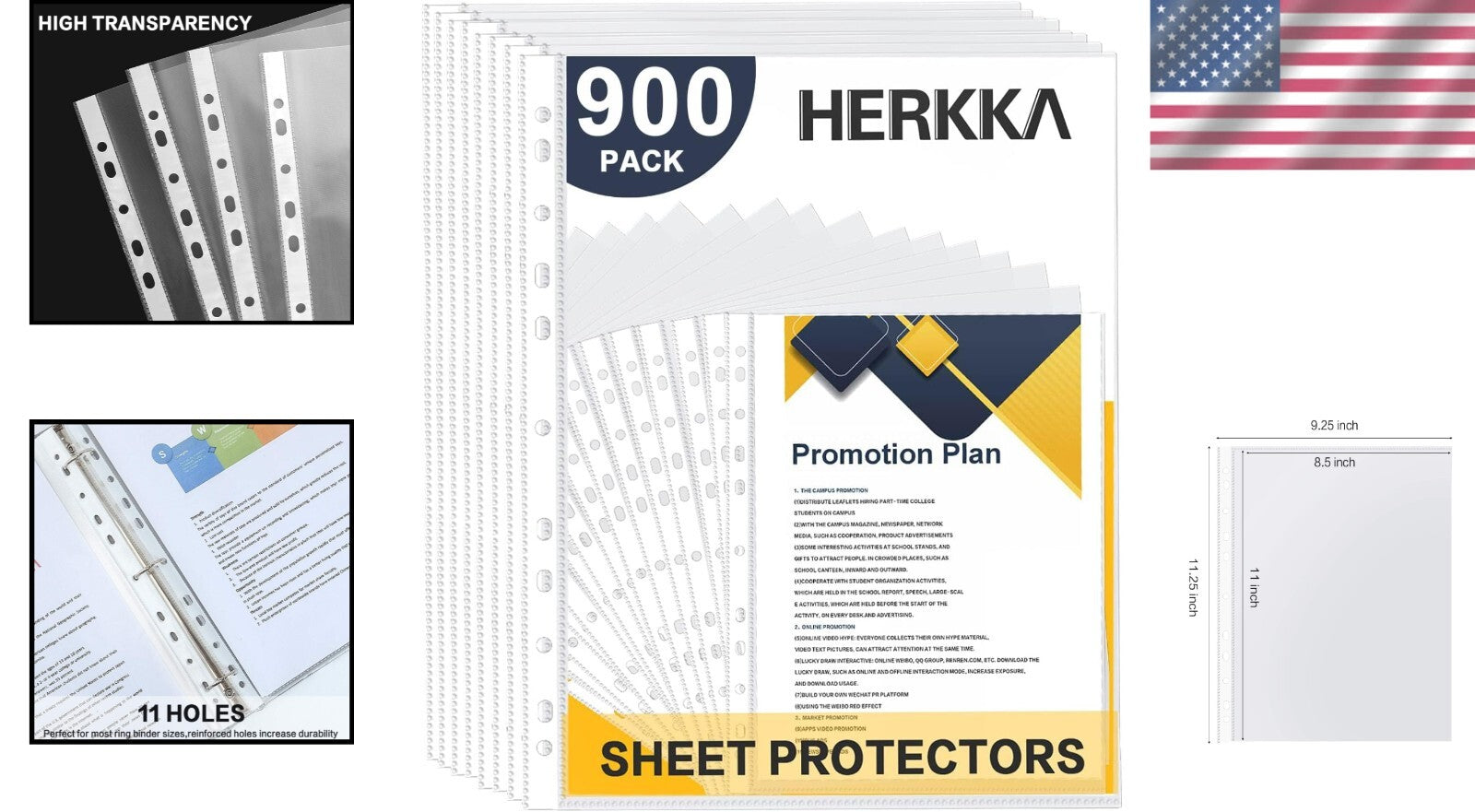 Durable 900 Pack Clear Page Protectors with Reinforced Edges for Storage