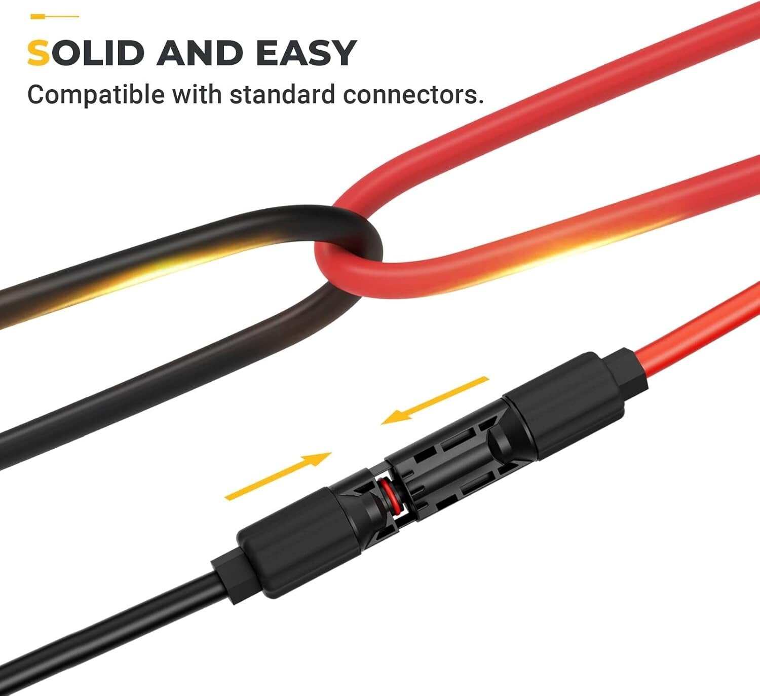 8AWG Weatherproof Solar Extension Cable Kit with Male/Female Connectors - 10ft