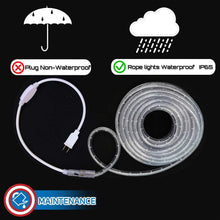 Load image into Gallery viewer, 50ft Waterproof LED Rope Lights - Perfect for 4th of July, Christmas &amp; Weddings