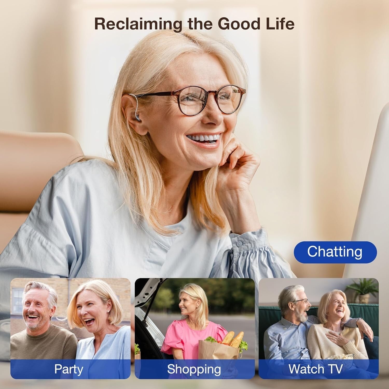 Rechargeable Hearing Aids for Seniors with Noise Canceling & 5 Volume Levels