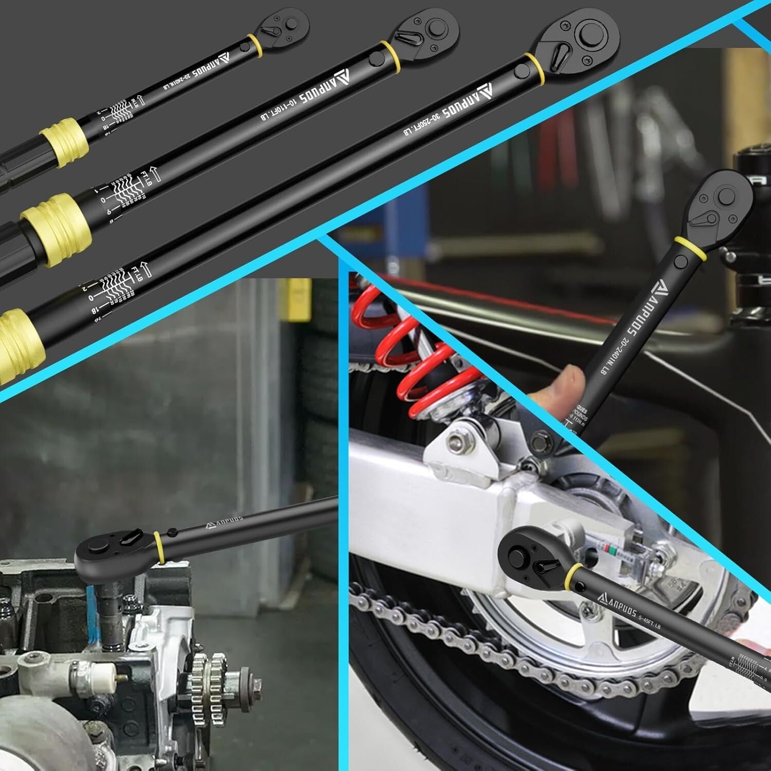 Durable 5-Piece Torque Wrench Set with Dual-Range & Calibration Certificate