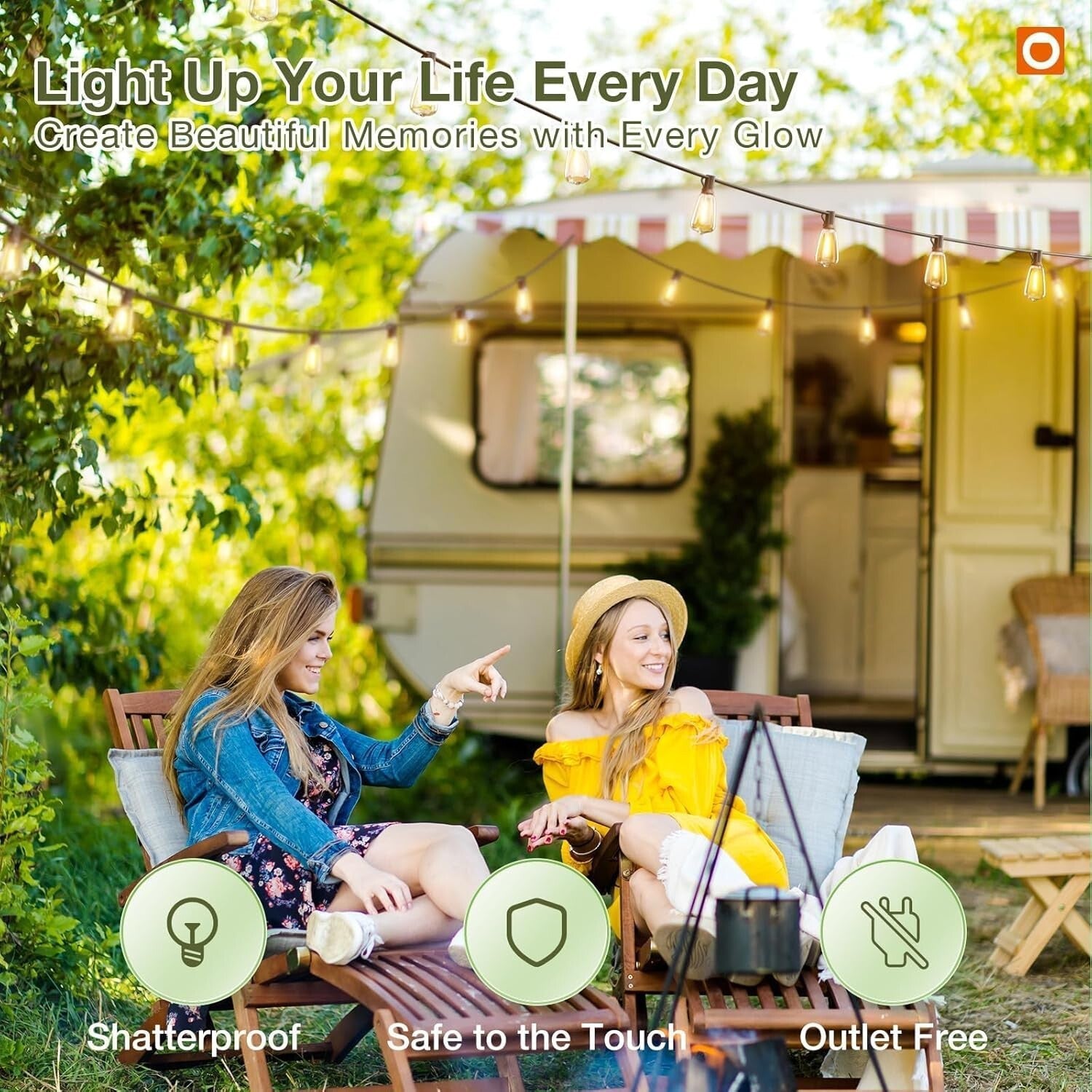 All-Weather Solar String Lights - 24 Shatterproof LED Bulbs Perfect for Patios