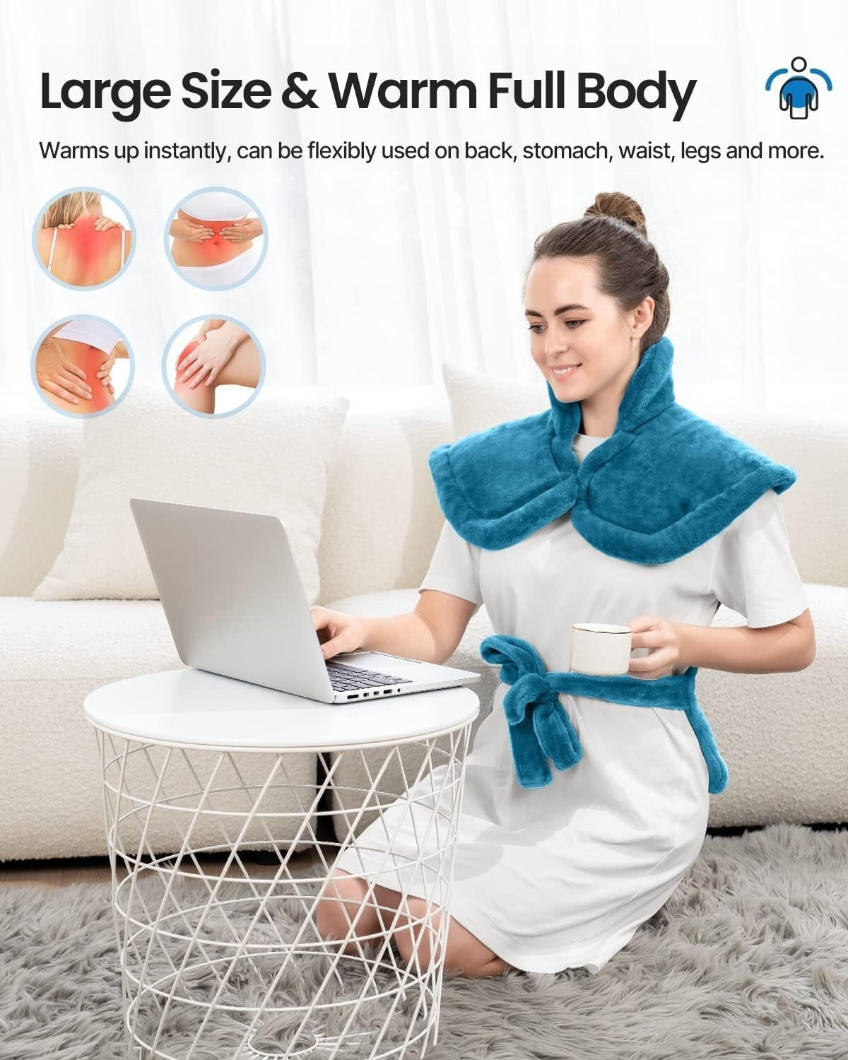 Weighted Electric Heating Pad with 6 Heat Settings - Ideal for Comfort & Relief
