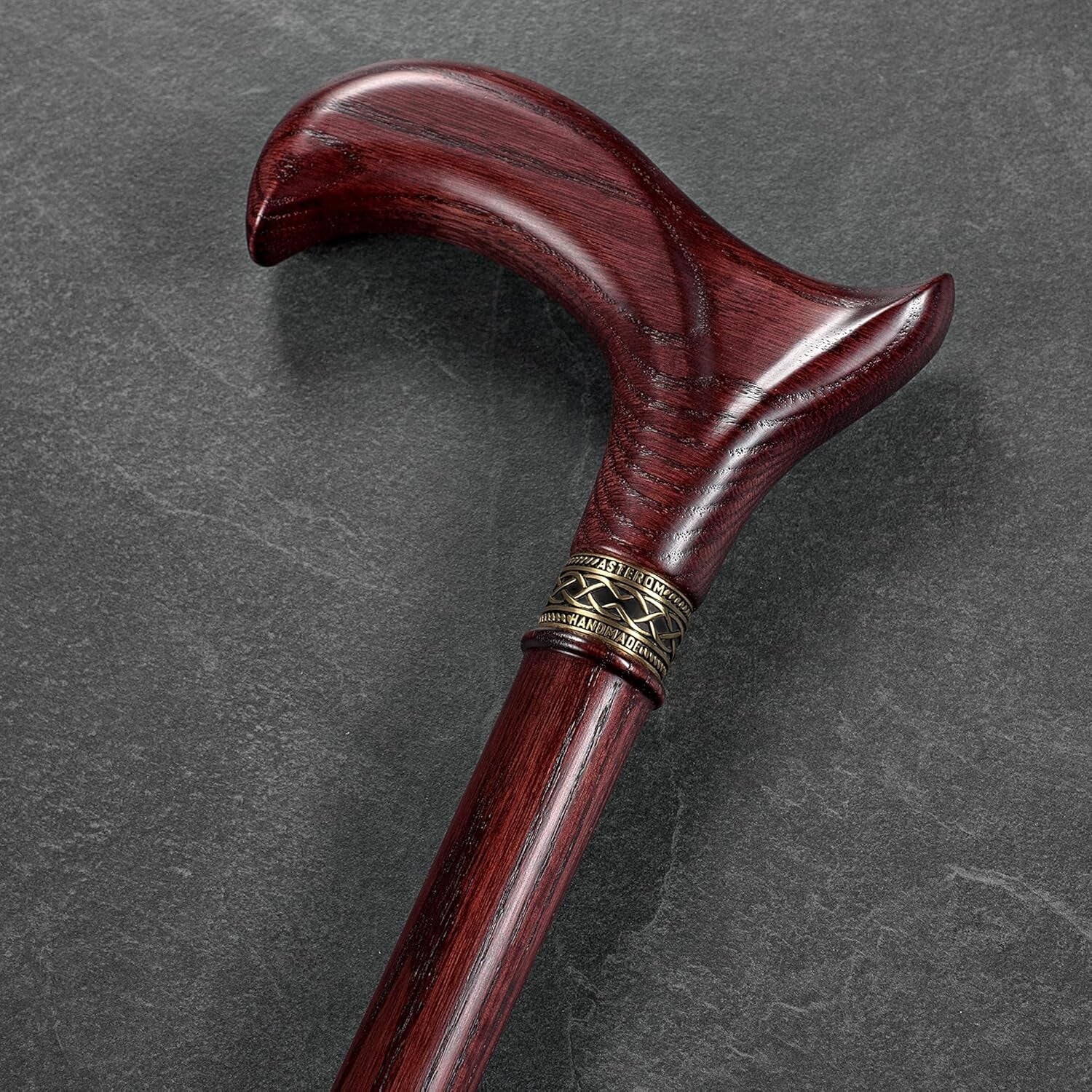 Fashionable Handmade Oak Walking Stick with Ergonomic Grip - 33" Long