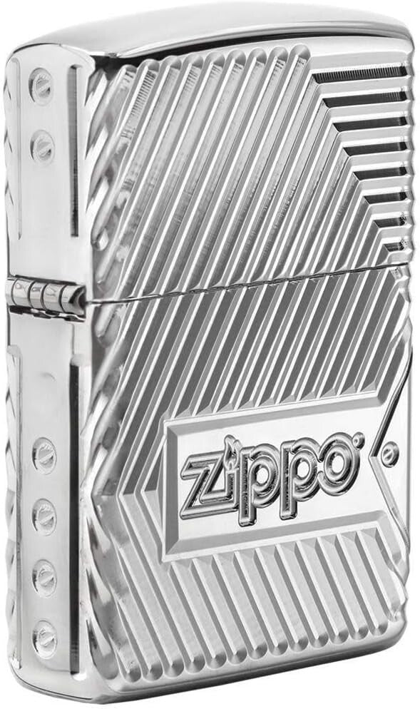Distinguished Windproof Pocket Lighter - Chrome Finish with Logo Design