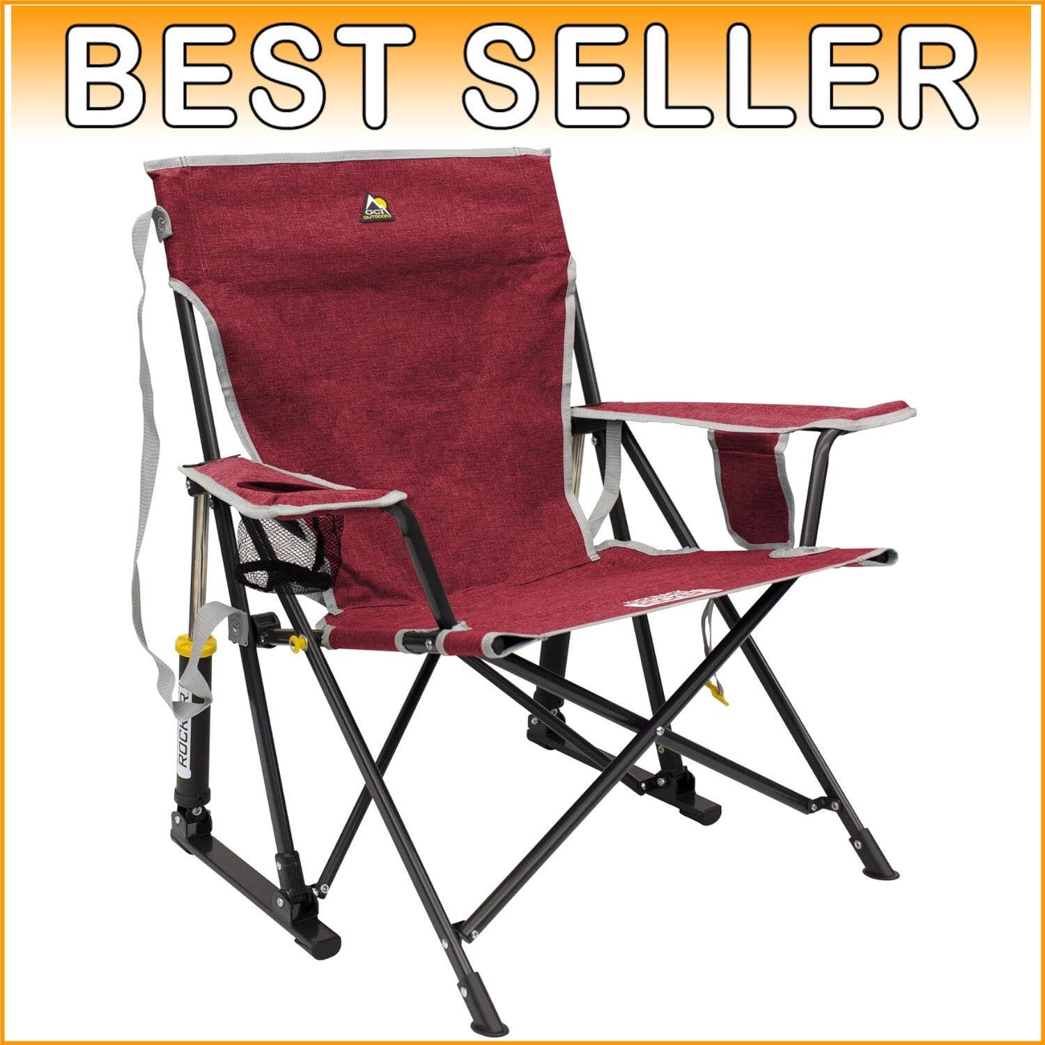 Alloy Steel Kickback Rocker – Lightweight Folding Chair with Beverage Holder