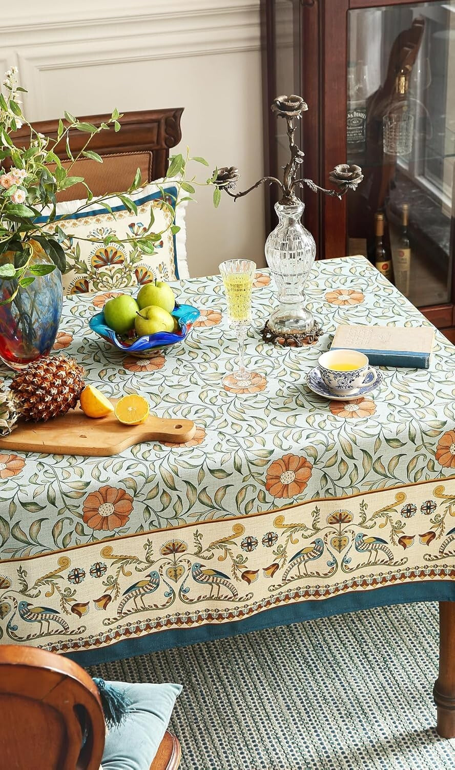 Heavyweight Floral Print Tablecloth - 63''x87'' for Stylish Dining Celebrations