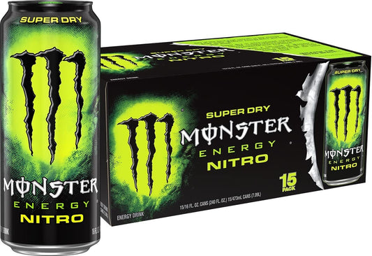 Supercharged Citrus Flavor Energy Drink - Monster Nitro Super Dry 16oz (15 Pack)