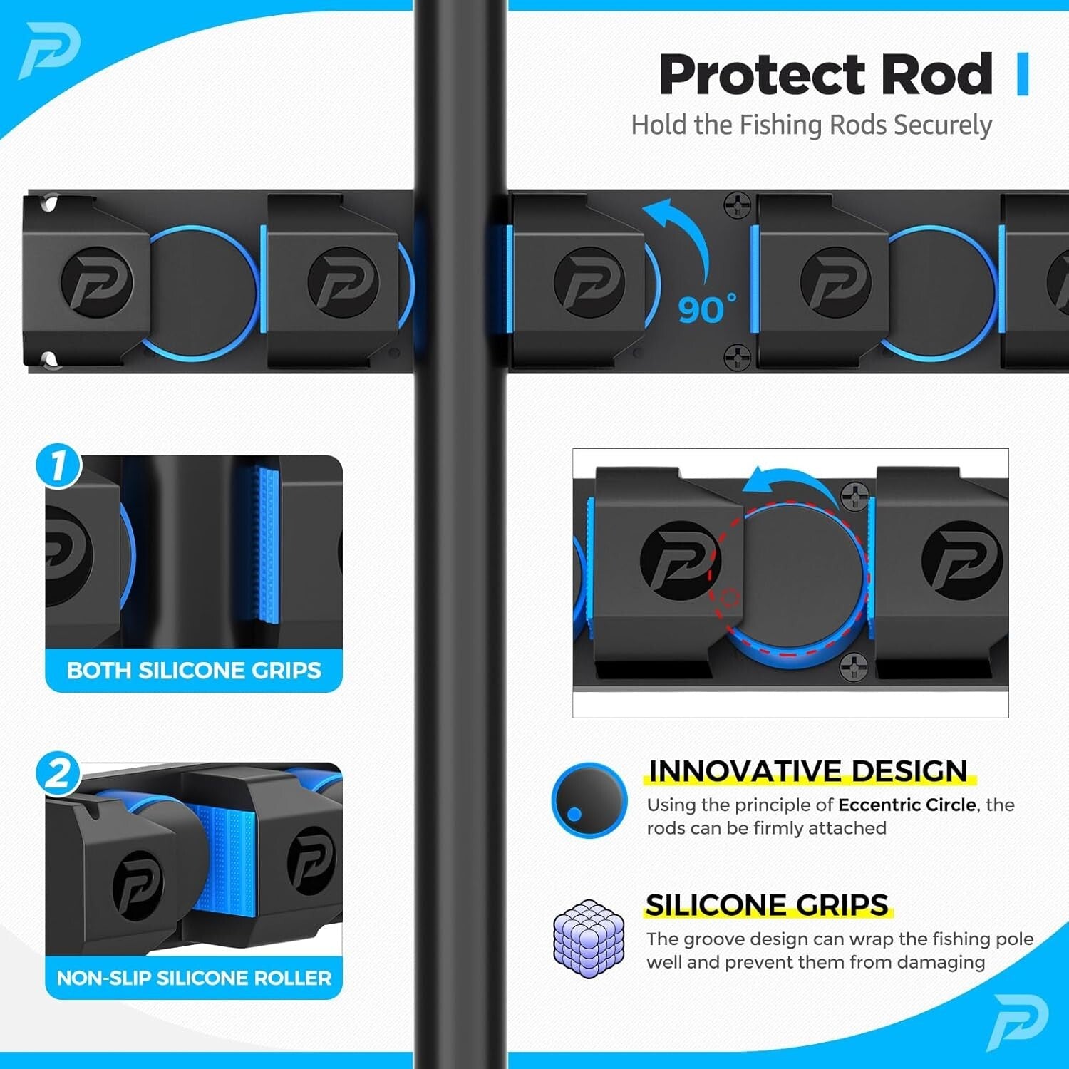 Heavy-Duty Fishing Rod Rack - V6 Holders for Garage & Stylish Organization