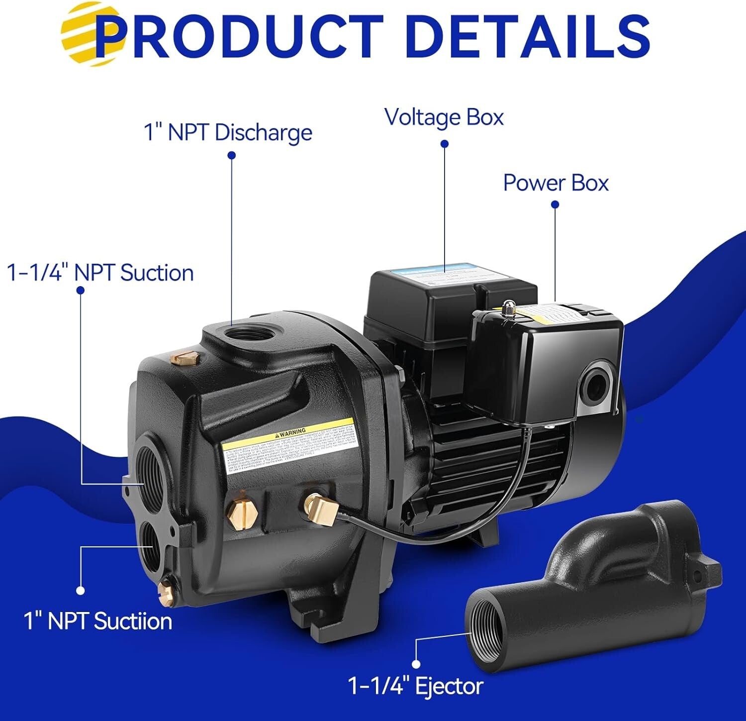 Durable 1HP Cast Iron Well Pump with Automatic Pressure Switch for Homes