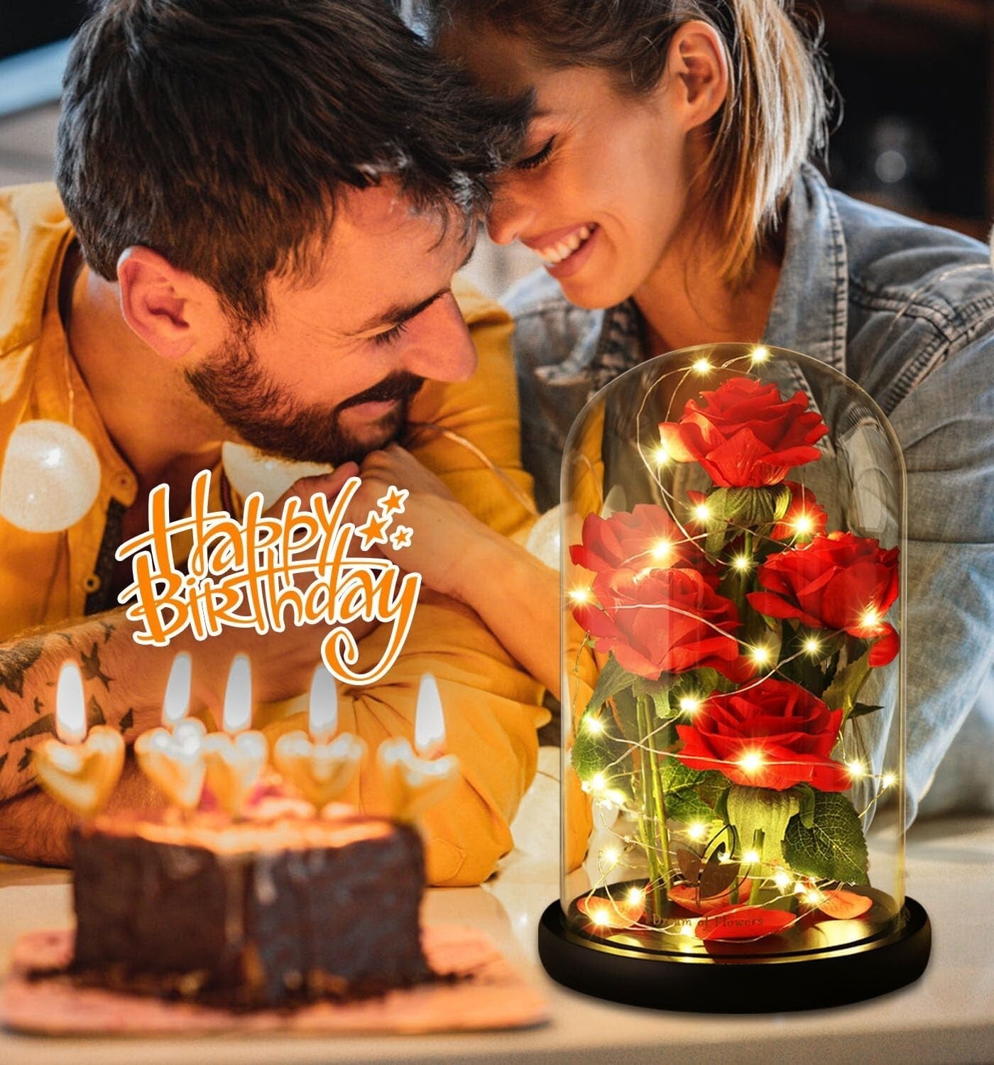 Sophisticated Silk Rose with LED Dome - Ideal Birthday and Valentine's Gifts