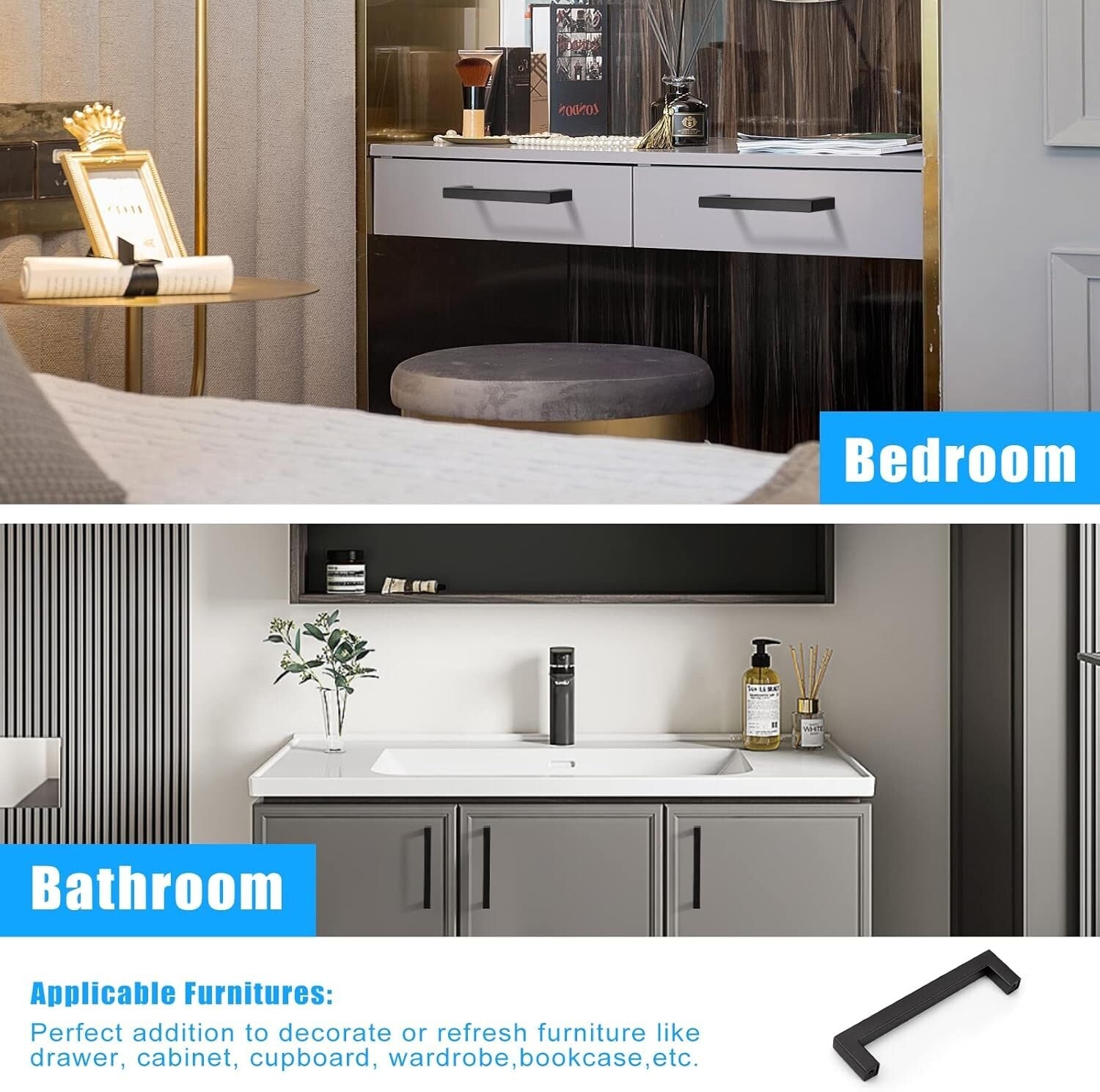 Versatile 5" Black Pull Handles - 30 Heavy-Duty Stainless Steel Cabinet Hardware