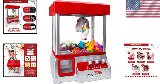 Authentic Claw Machine Arcade Game - Mini Candy Grabber for Kids & Family Fun