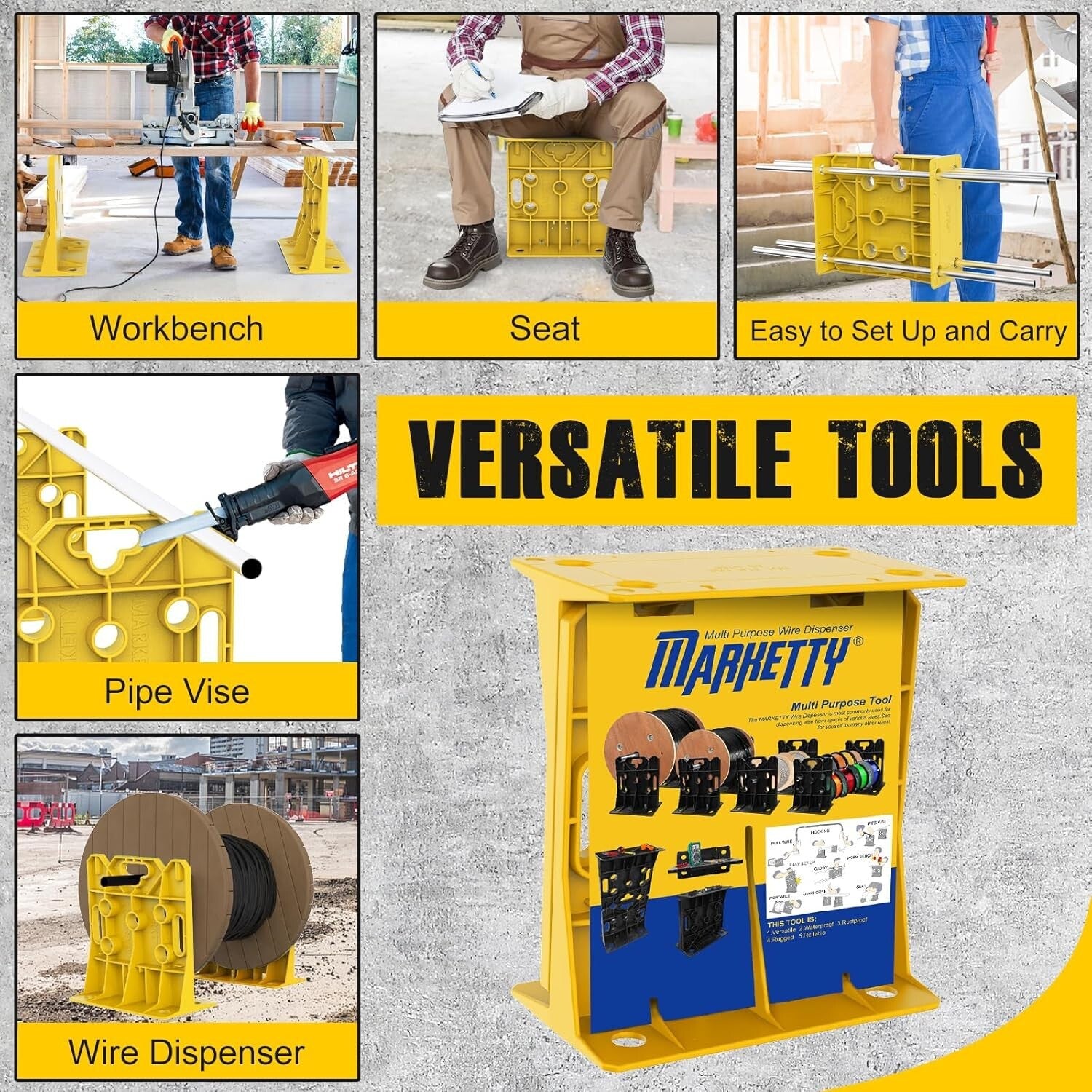 Versatile Wire Spool Caddy - Holds Up to 330 lbs, Ideal for Cable Organization