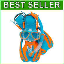 Load image into Gallery viewer, Youth Snorkeling Equipment - Rocks Dual Lens Mask, Fins &amp; Snorkel Set for Kids