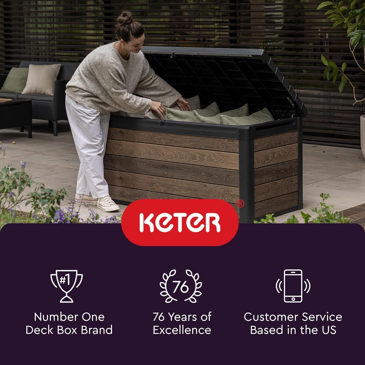 Durable Weather-Resistant Deck Box with 92-Gallon Capacity for Patio Accessories