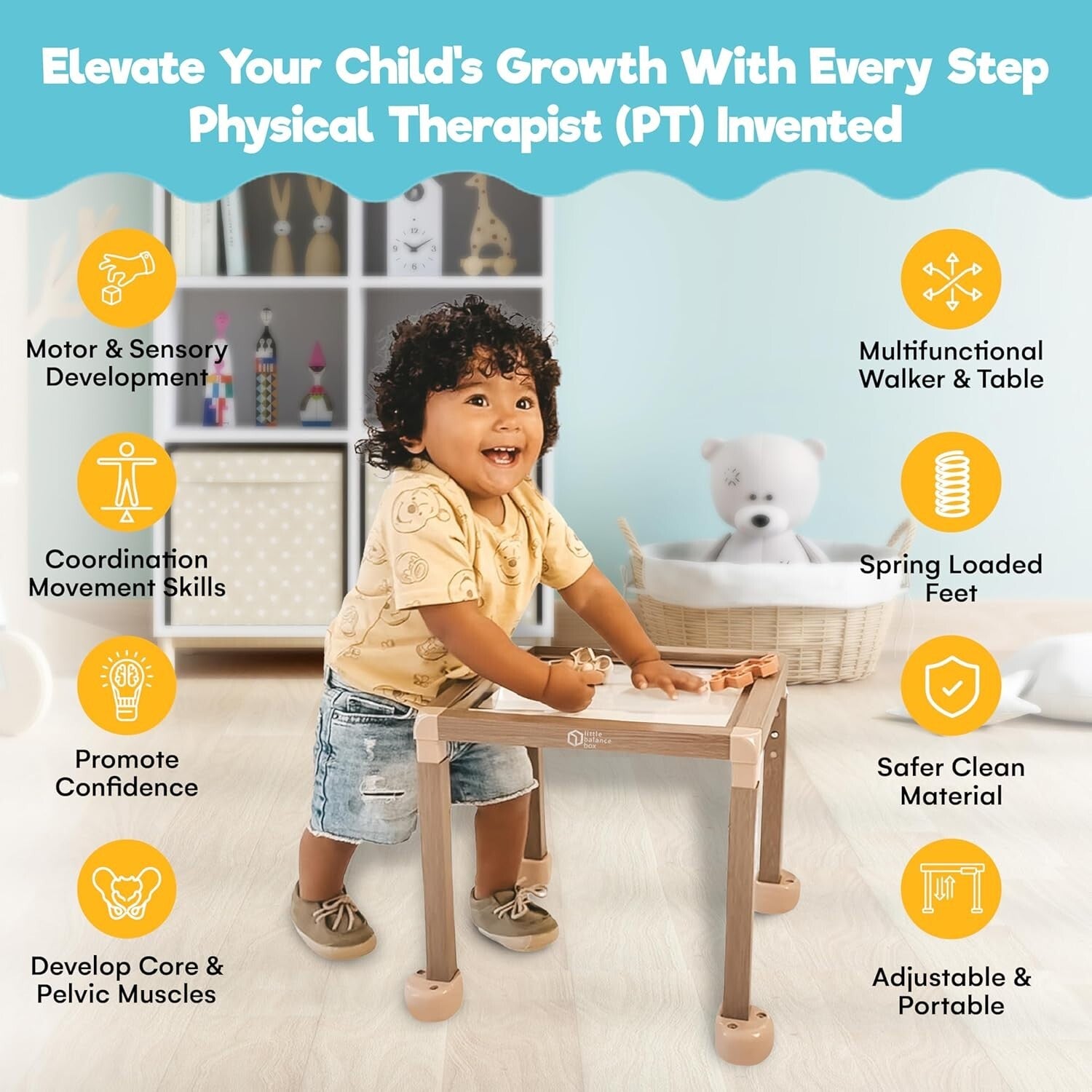 Safe and Stable Montessori Baby Walker with Activity Table for Confident Walking