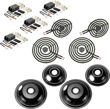 Load image into Gallery viewer, Complete Range Oven Repair Set: Electric Elements + Receptacle Kit &amp; Drip Bowls