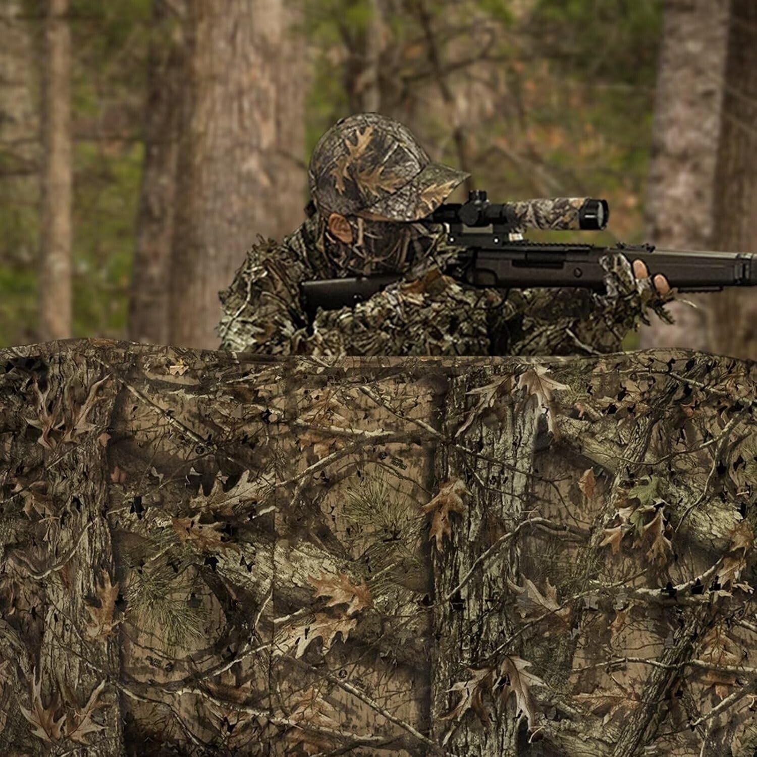 Durable Waterproof Woodland Camo Net for Hunting, Bird Watching, Decorative Use